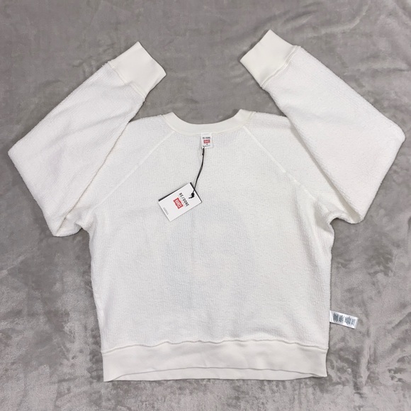 RE/DONE HANES Classic 100% Cotton Raglan Sweatshirt Pullover Top sz MEDIUM White - Picture 6 of 14